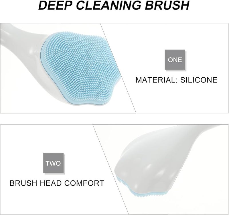 Blue Cat Paw Silicone Facial Cleansing Brush Long Handle Manual Massager For Deep Cleaning Sensitive Skin - Image 2